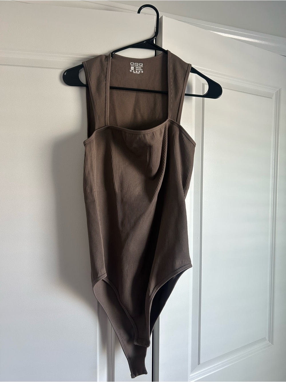 OQQ Brown Bodysuit Square Neck Sleeveless Tummy Control